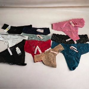 Lot of Ten Panties - 9 Thongs, 1 Bikini - Victoria’s Secret, Calvin Klein etc